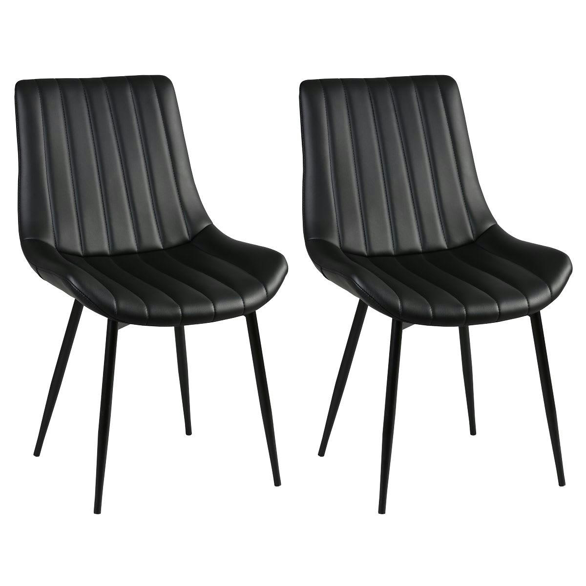 CAROLANN - Lot  de 2 chaises noires métal et pvc