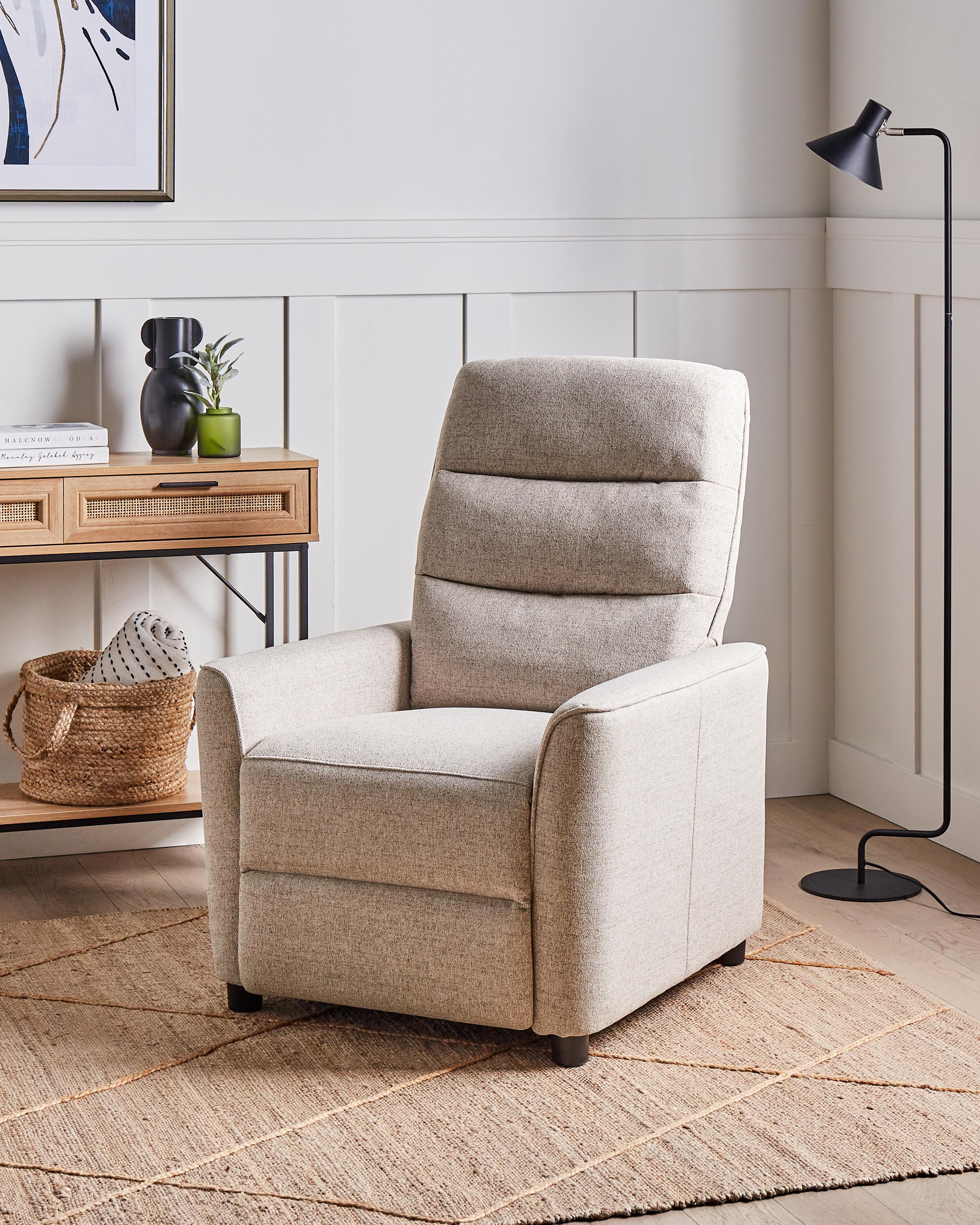 Recliner Chair SANDE with Footrest Fabric Beige