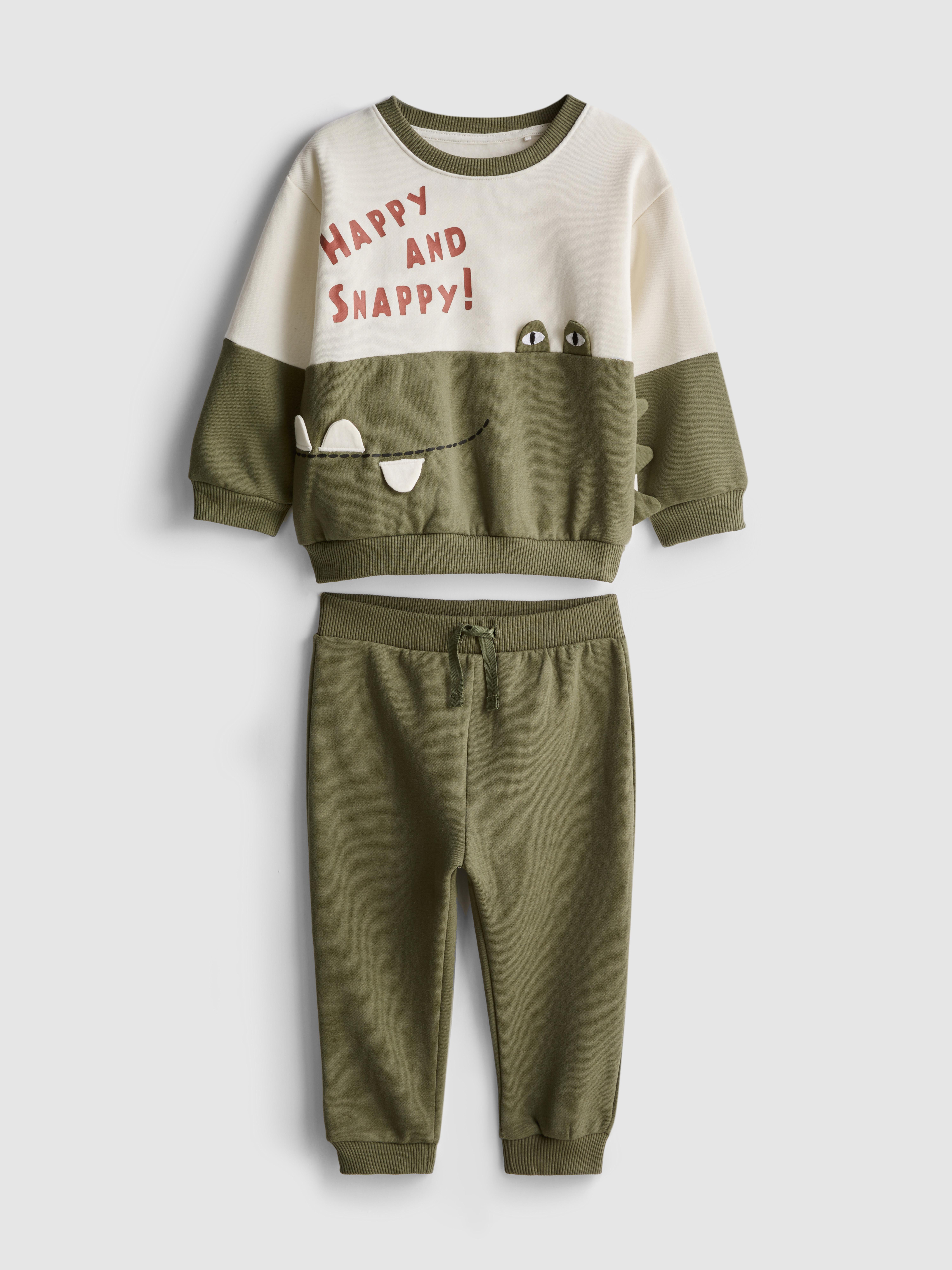 0-36mths | Crocodile Graphic Sweatshirt and Joggers Set