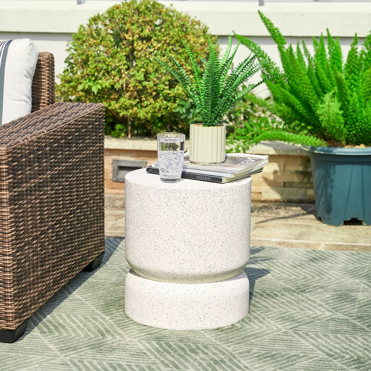 Glitzhome 17H Multi-functional MGO Garden Stool Outdoor Table