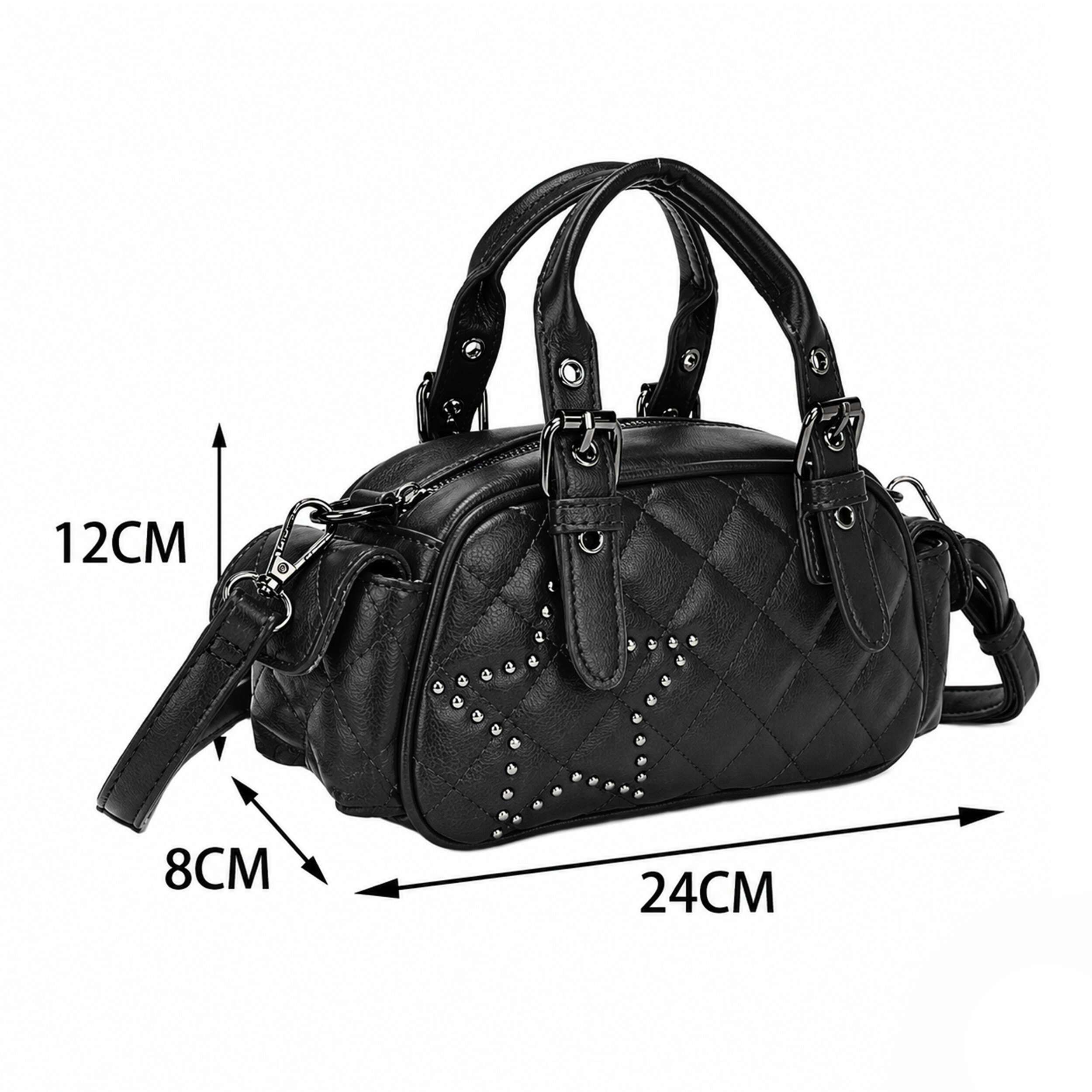 Kitise Small Trendy Studded Star Quilted Crossbody Shoulder Bag