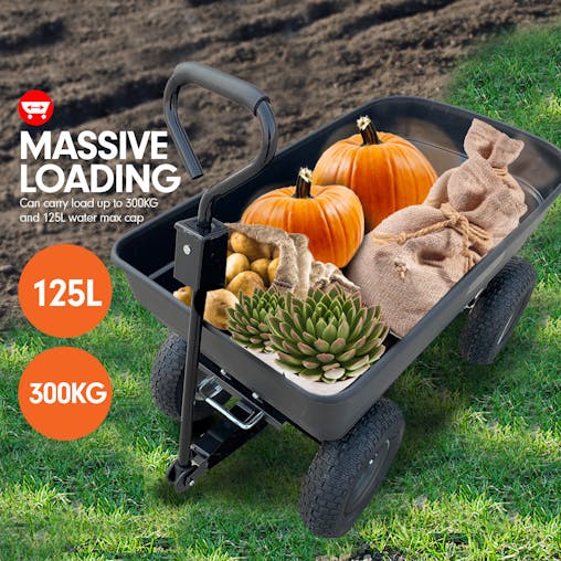 NNEDPE Garden Dump Cart Dumper Wagon Carrier Wheel Barrow125L
