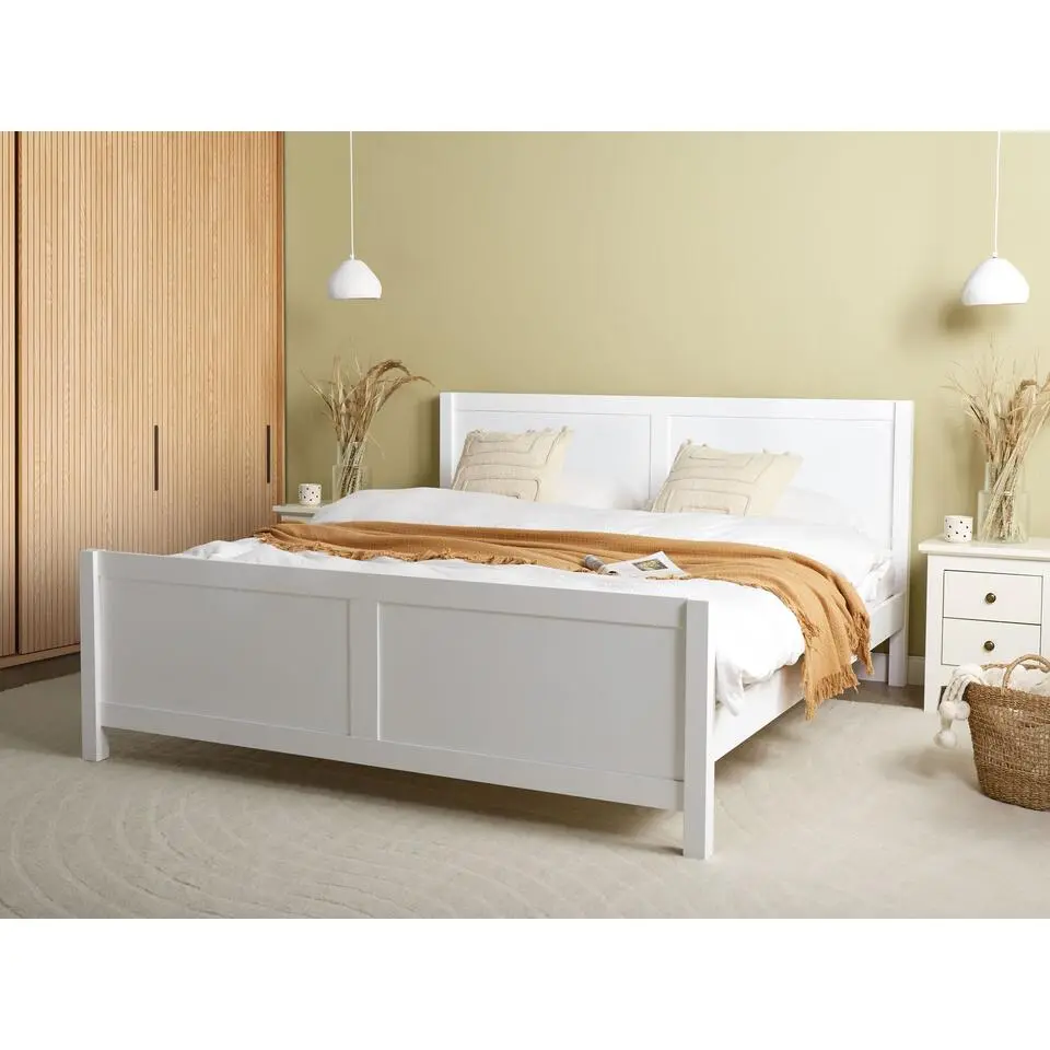 CHAMPAGNAT - Tweepersoonsbed - Wit - 180 x 200 cm - Rubberhout