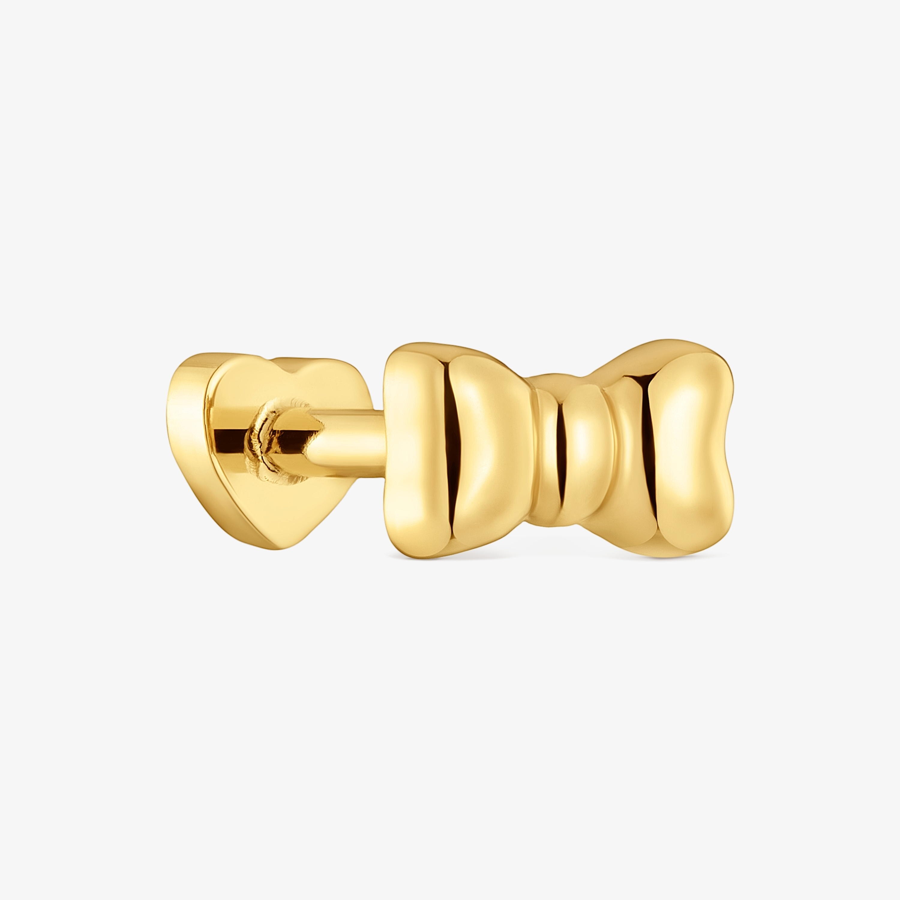 Piercing de oreja lazo de acero dorado TOUS Ribbon