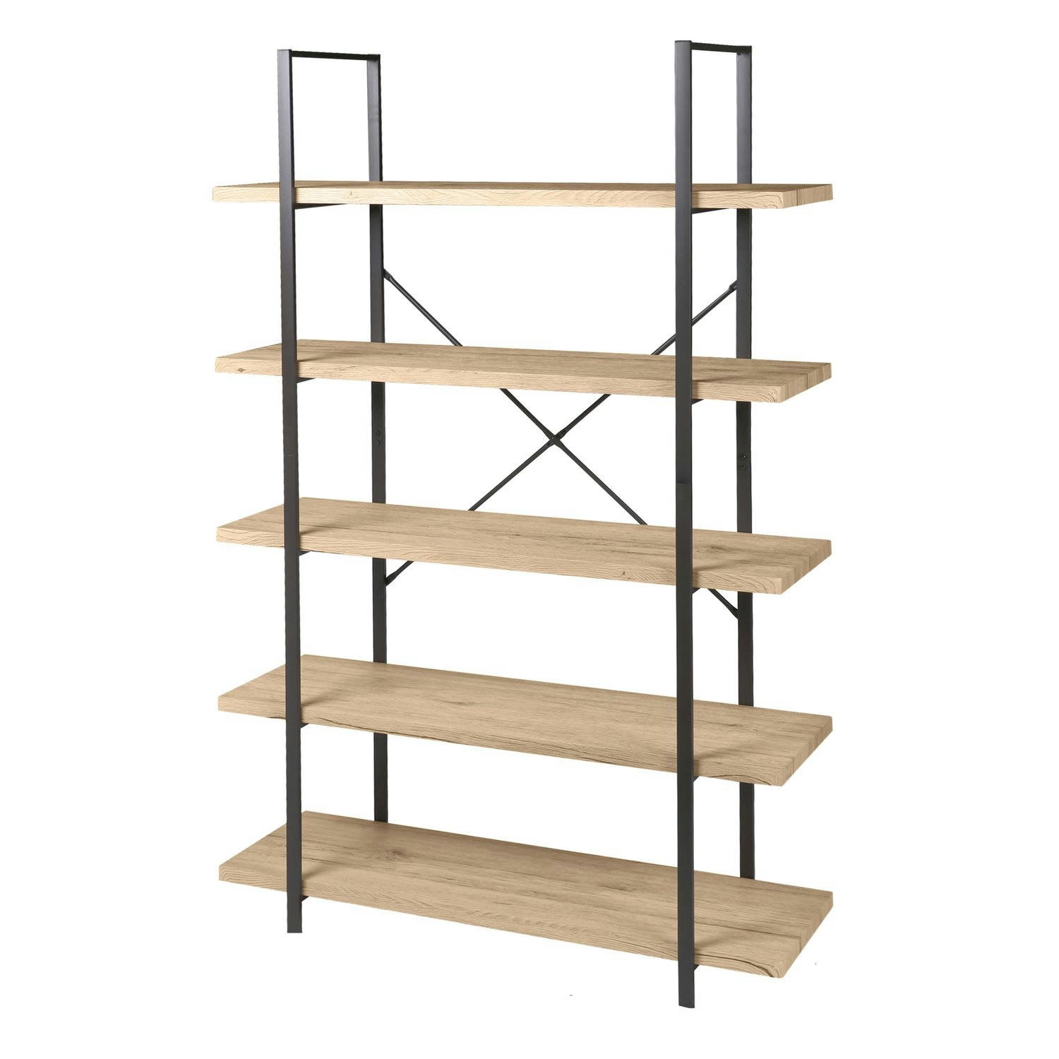 DOCK - Etagère design industriel bois et métal noir