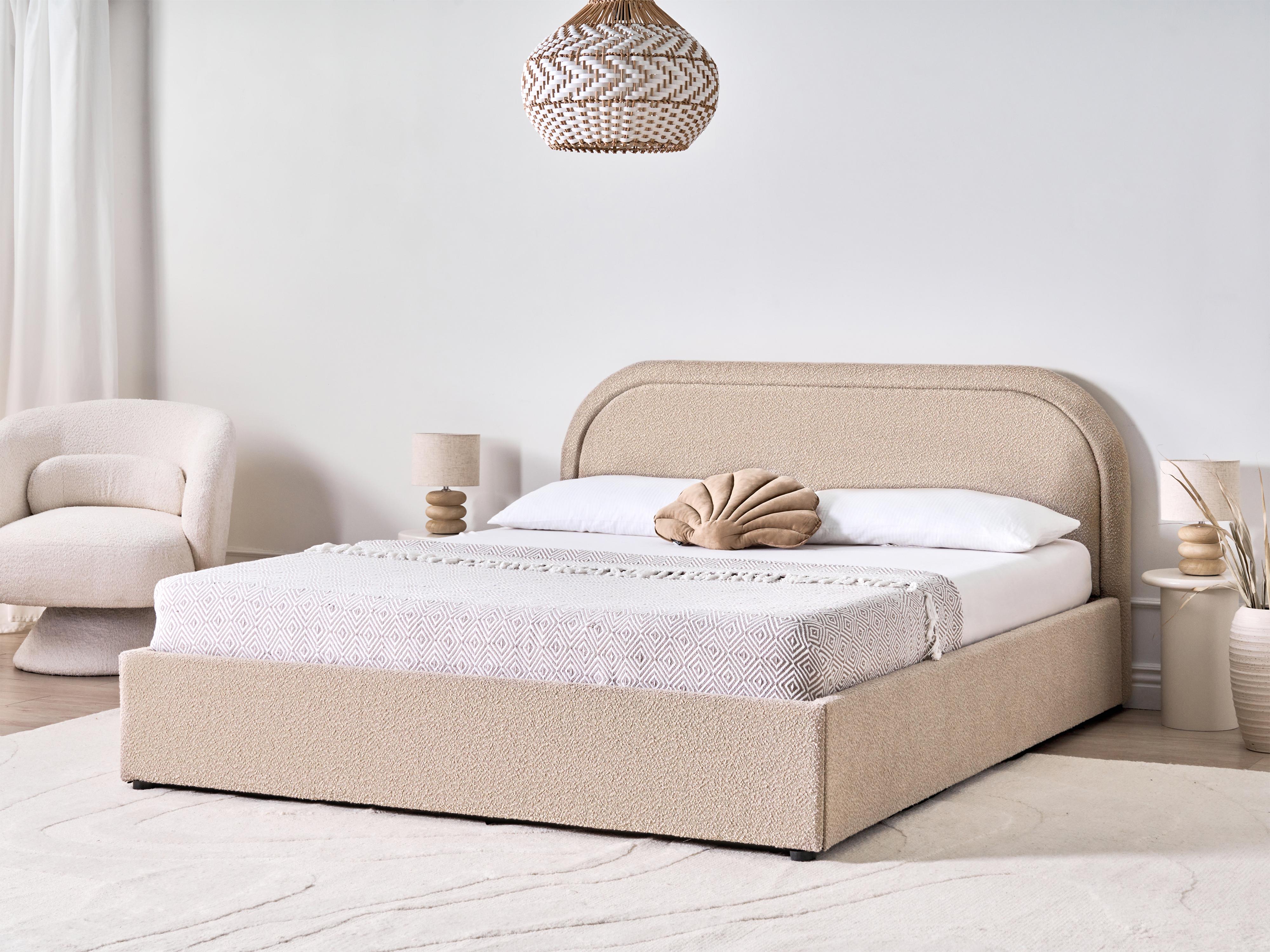 Ottoman Bed Boucle QUILLIEN 160 x 200 cm (EU King Size) Beige