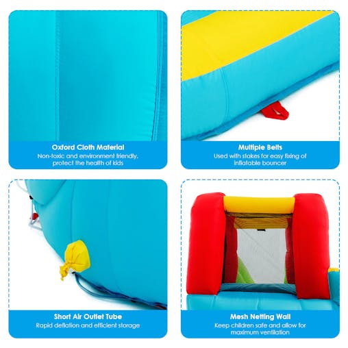 NNECW Inflatable Water Slide with Climbing Wall & Pool & Water Gun & Blower