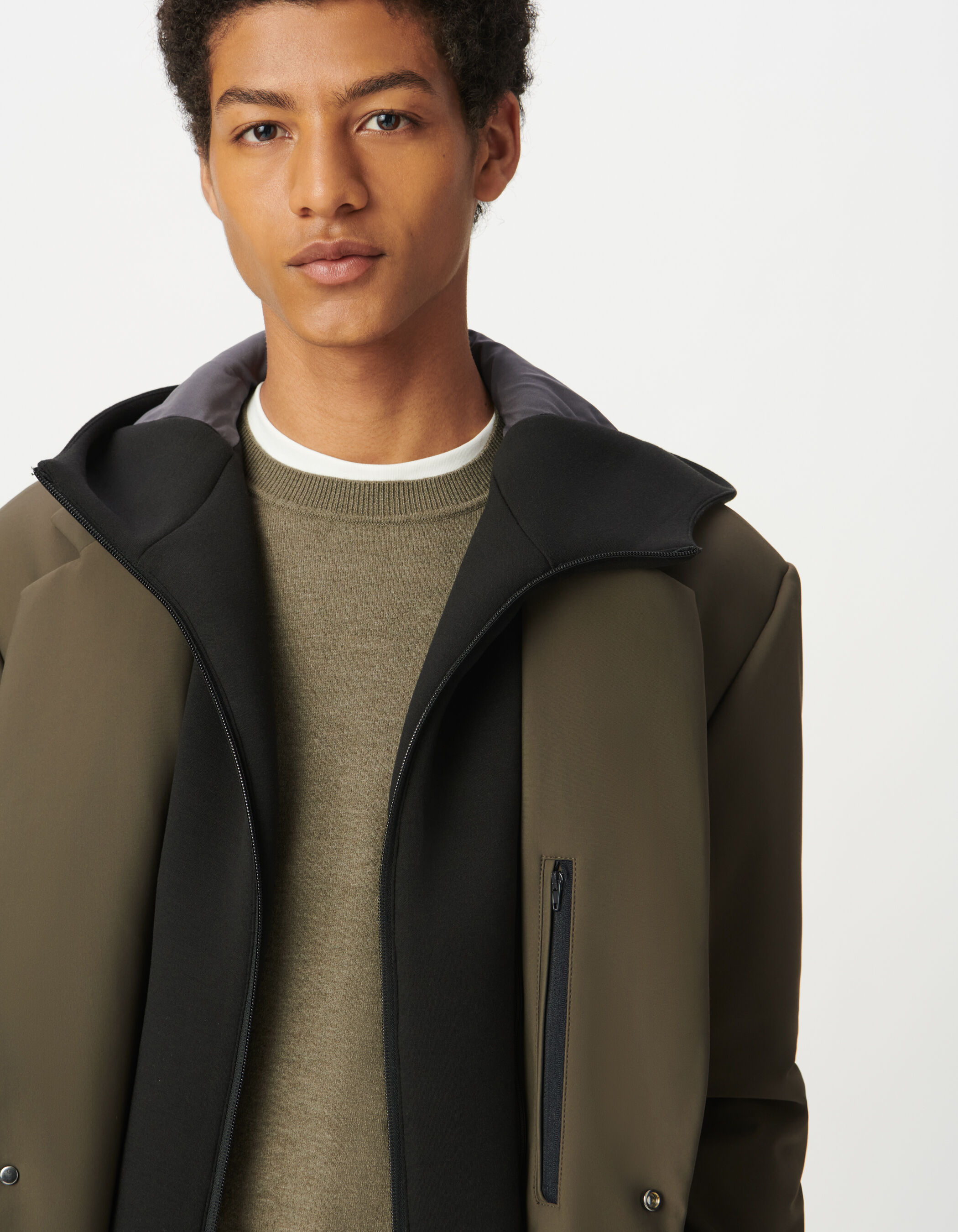 Parka kaki parementure noire amovible EASY CARE Homme