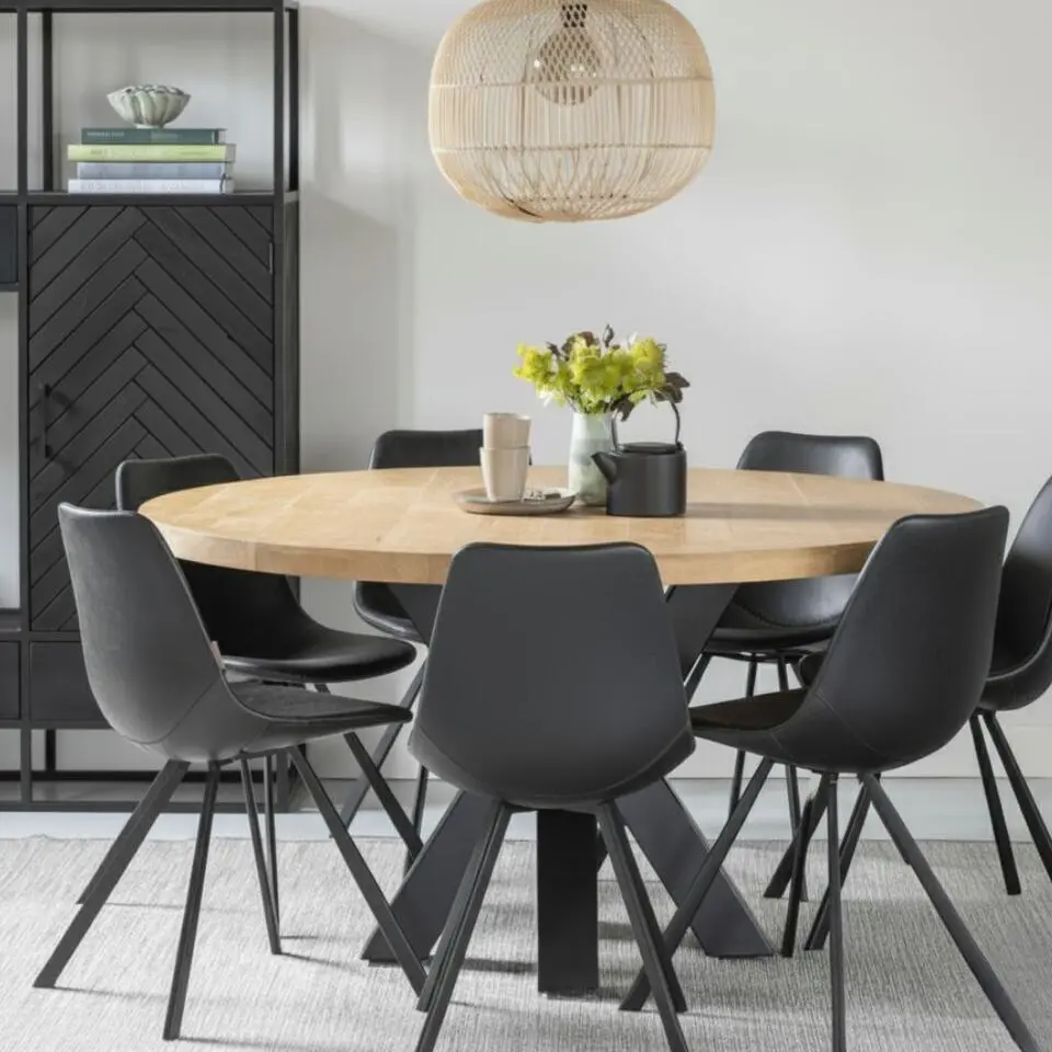 Mangohoutonline - Eettafel Madison 160cm Rond - Bruin - Mahom