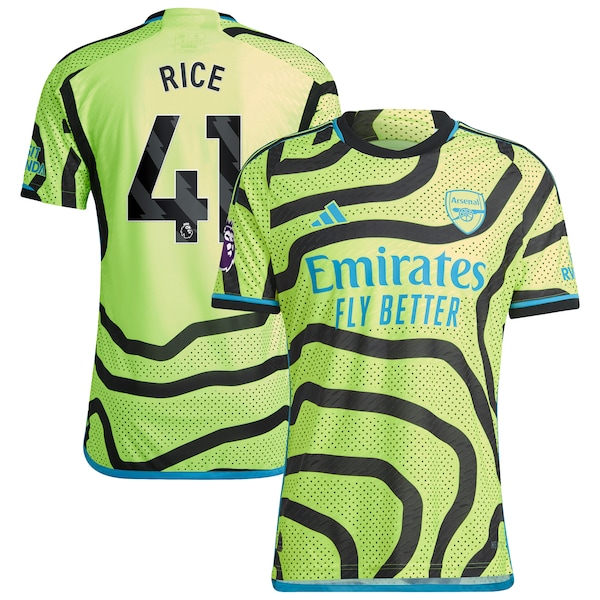 Declan Rice Arsenal adidas 2023/24 Away Authentic Player Jersey - Yellow/Red