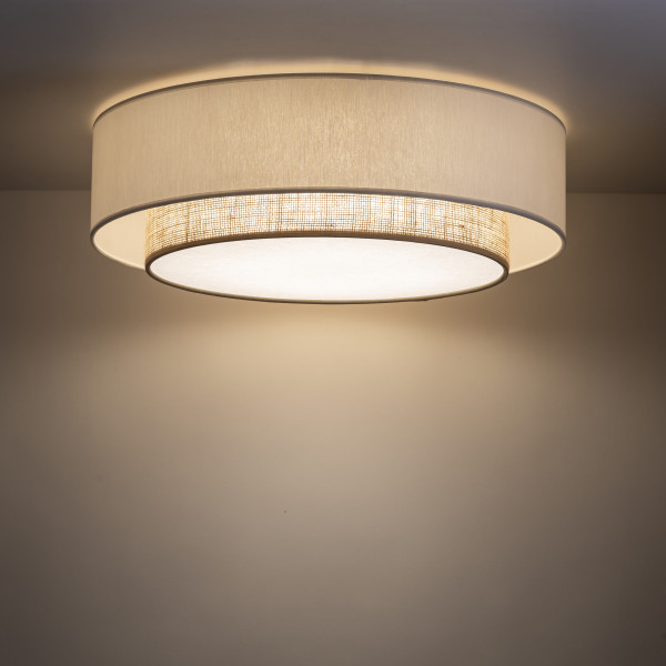 Plafon Tk Lighting Duo 4X E27 Abażur 50Cm Biały Juta