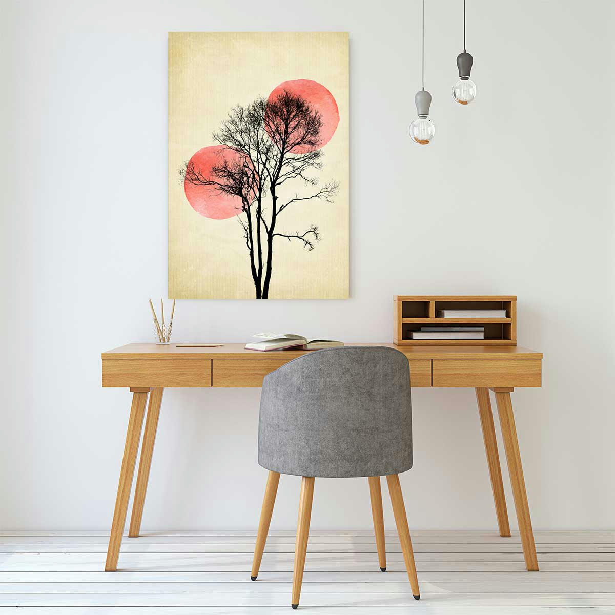 - Tableau abstrait Lune et soleil d'hiver imprimé sur toile 60x90cm