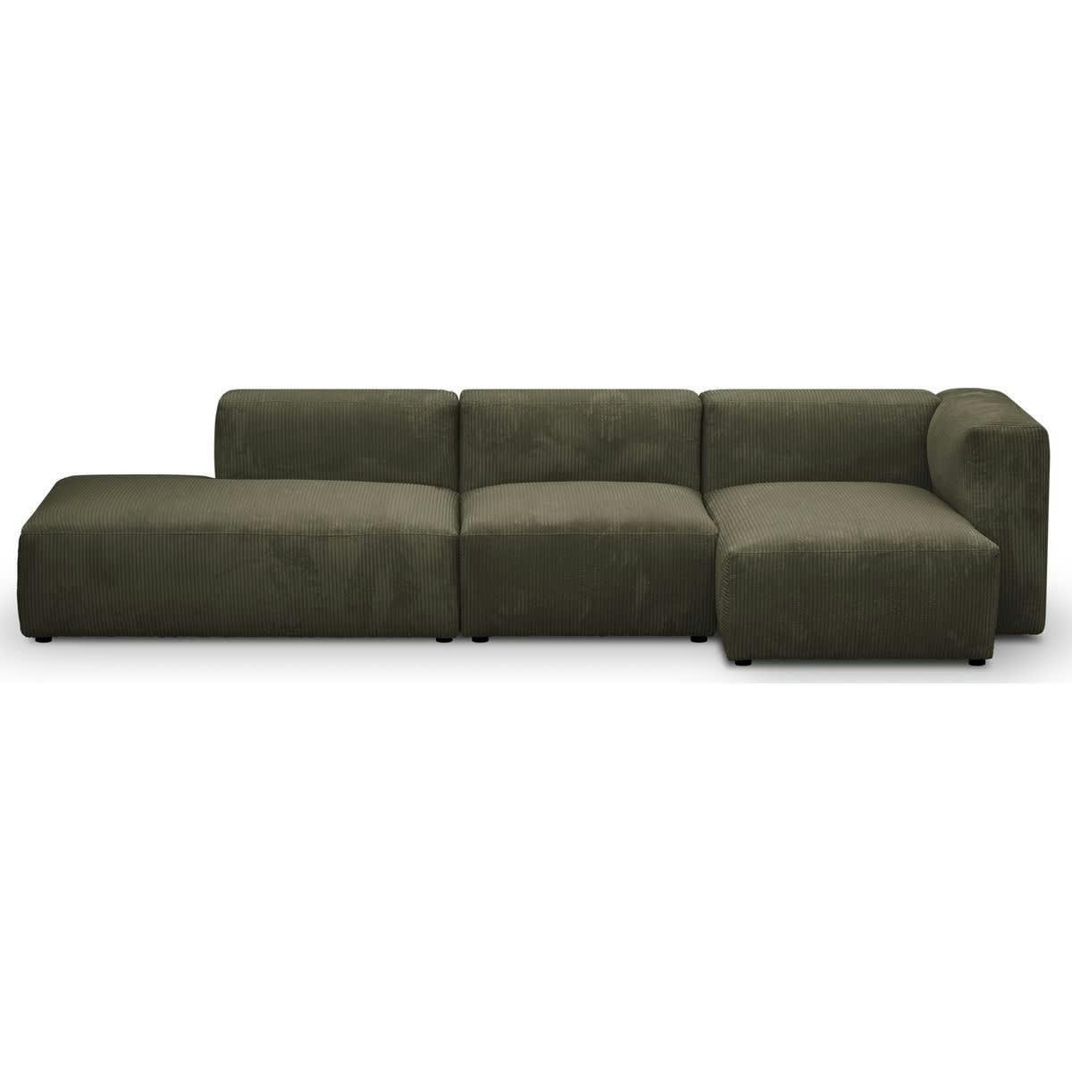 MODULO - Canapé modulable angle droit 5 places en velours côtelé vert kaki
