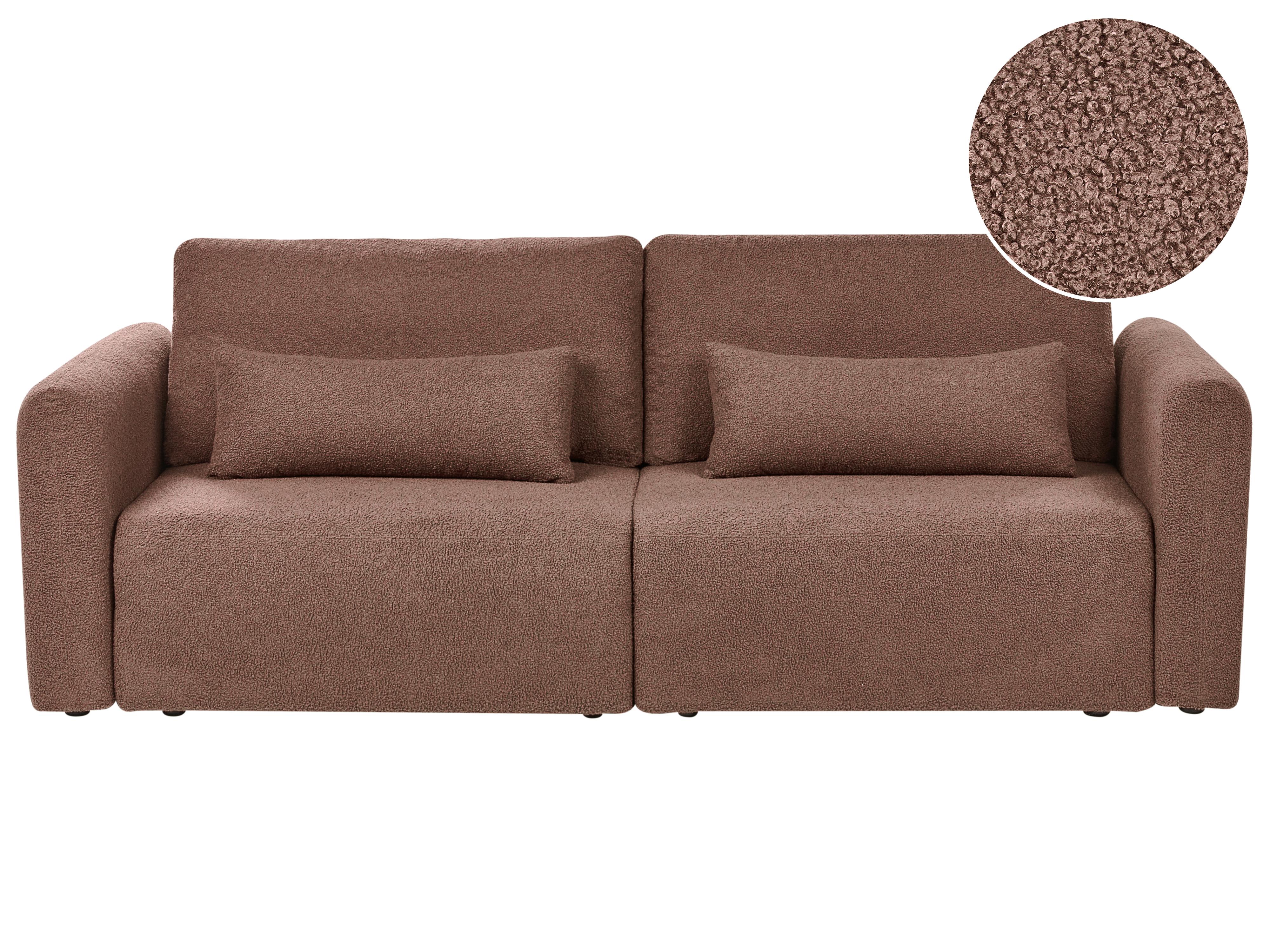 Sofa Bed 3 Seater VAXHOLM Boucle Brown with Storage