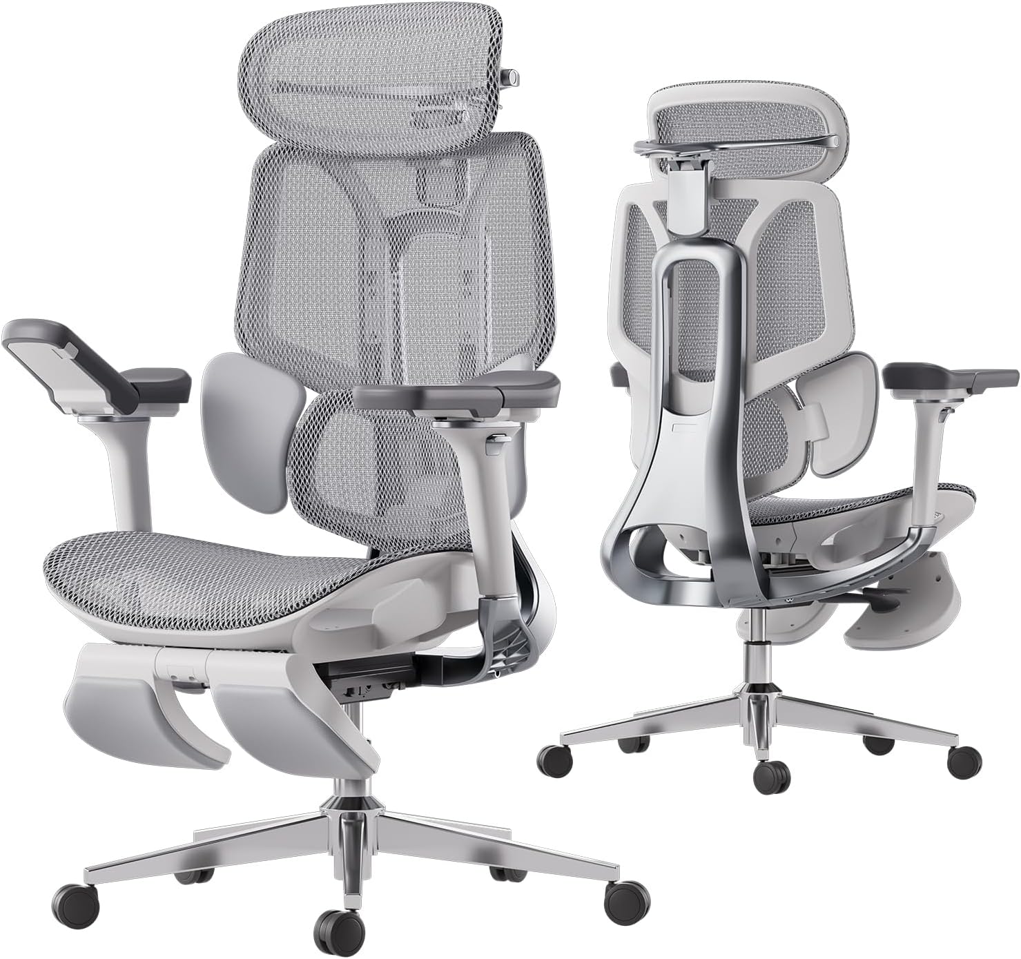 Hbada E3 Pro Ergonomic Office Chair, Big and Tall Office Chairs - with 3-Zone Dynamic Lumbar Support, 4D Adjustable Headrest, 6D Adjustable Armrests, Swivel, Grey