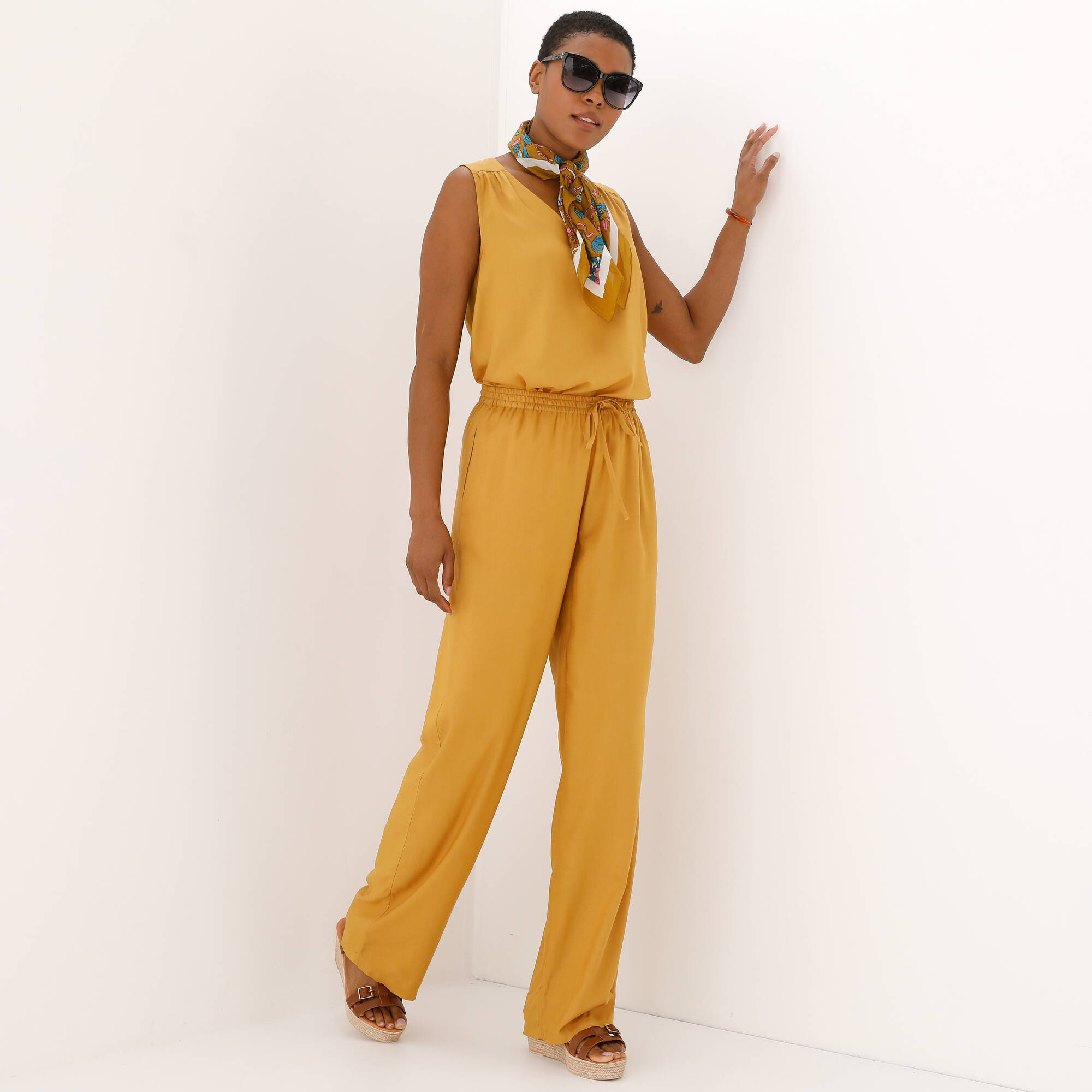 Pantalon large fluide uni