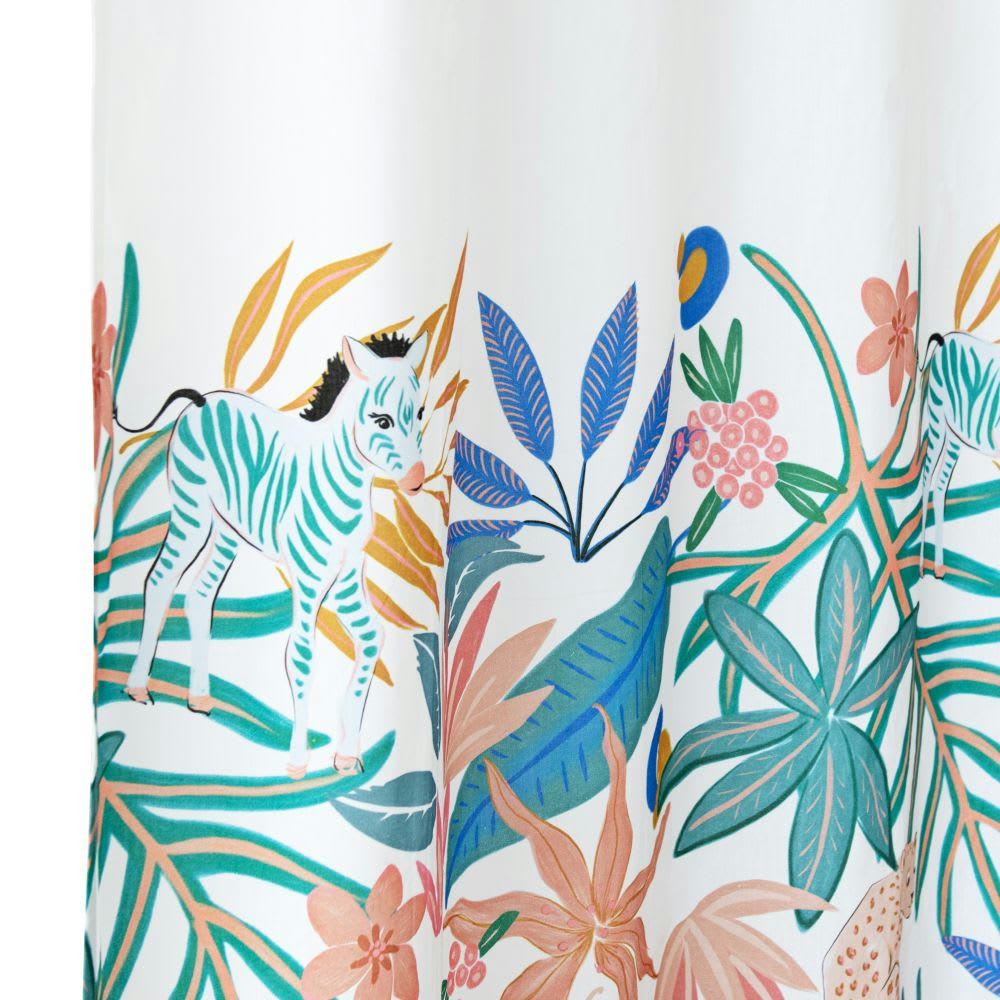 MADRID - Rideau à pattes en coton biologique imprimé animalier multicolore à l'unité 105x245