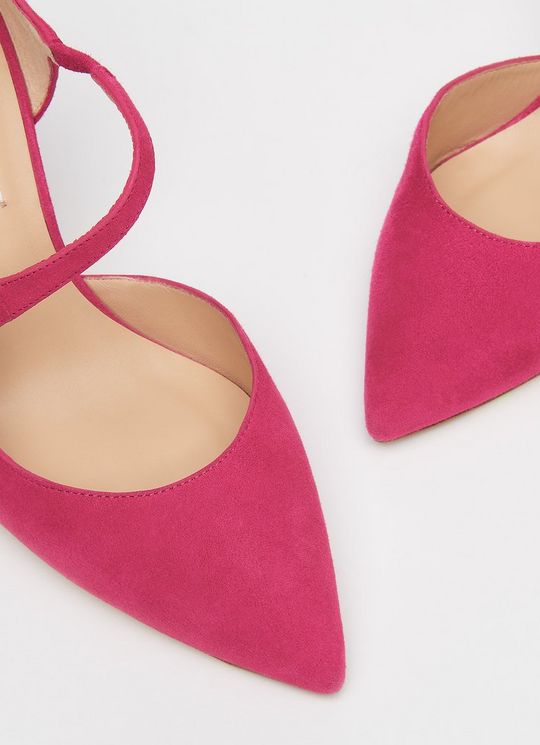 Victoria Magenta Suede Asymmetric Cut Courts