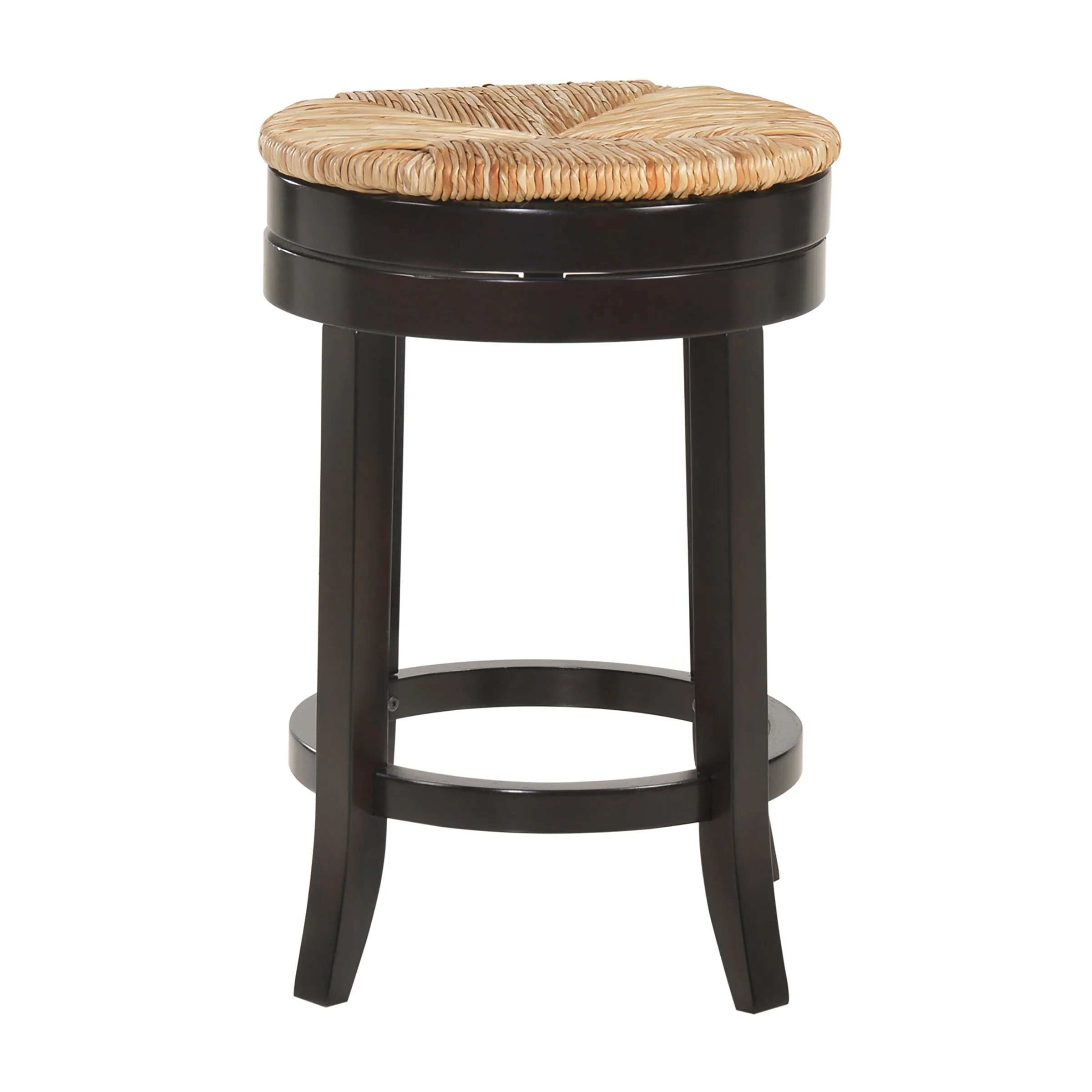 The Curated Nomad Aragon Rush Seat Swivel 24-inch Counter Stool