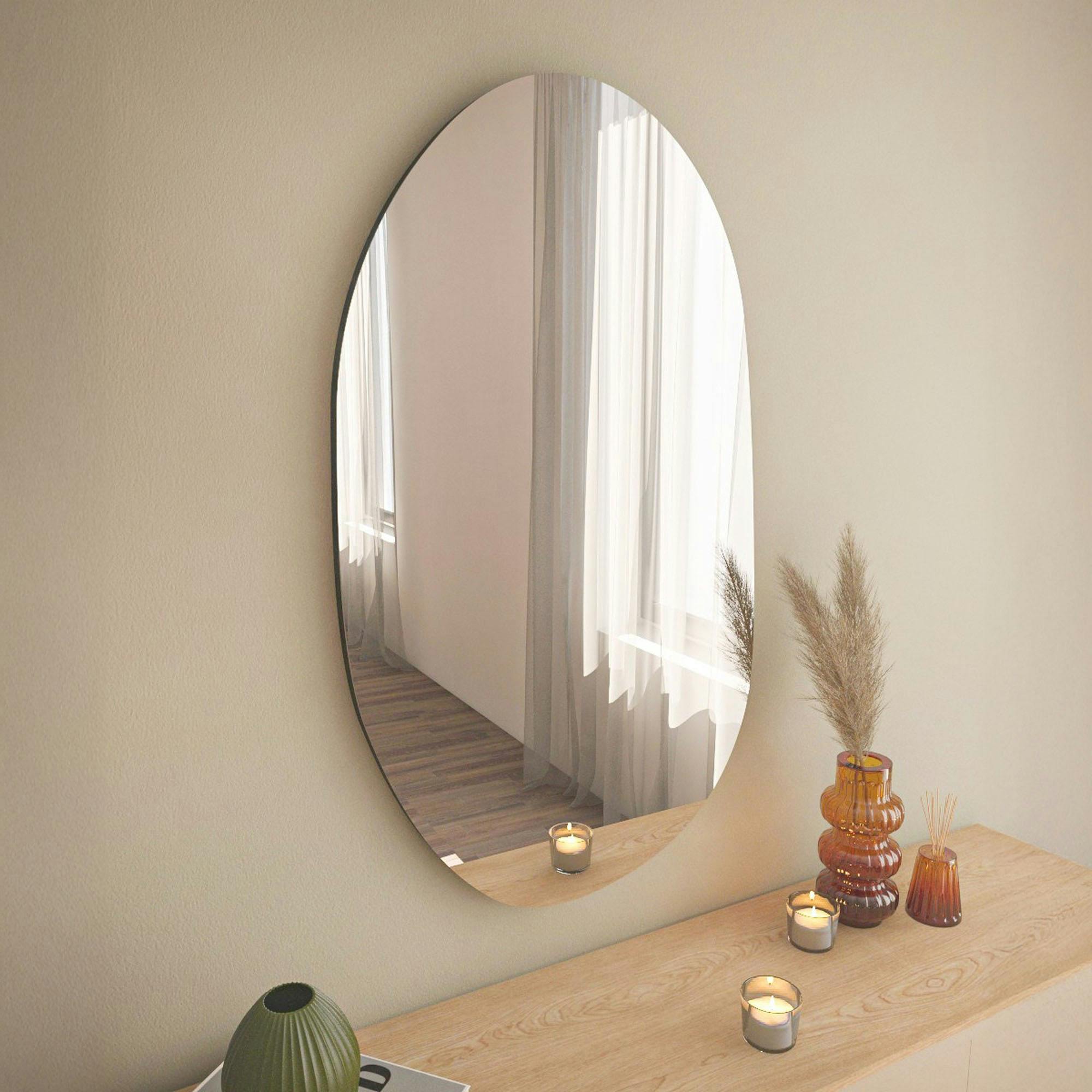 Miroir design organique forme galet 89 cm - style naturel CODY