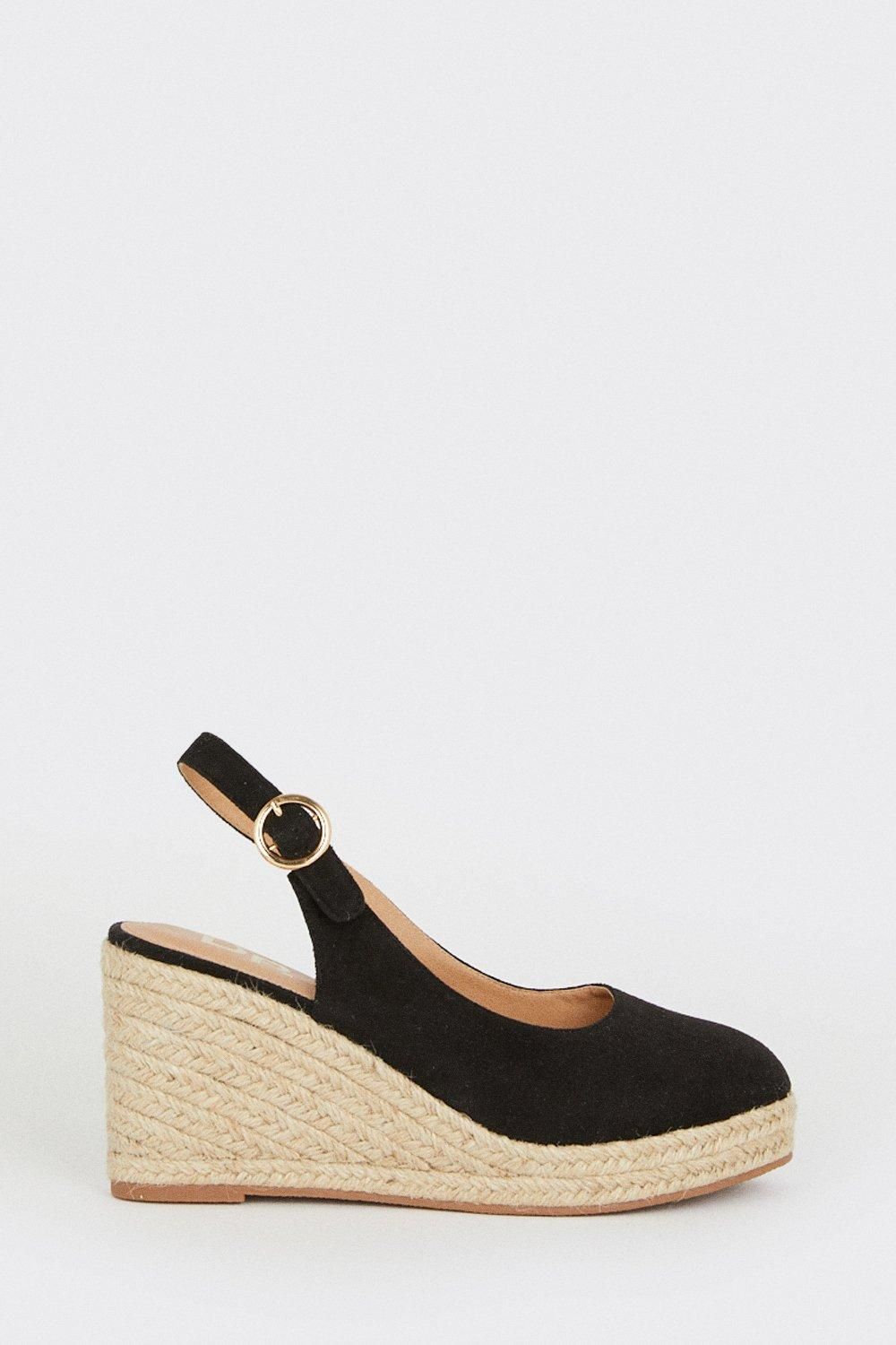 Dorothy Perkins Wide Fit Riya Closed Toe Slingback Espadrille Wedge Sandals