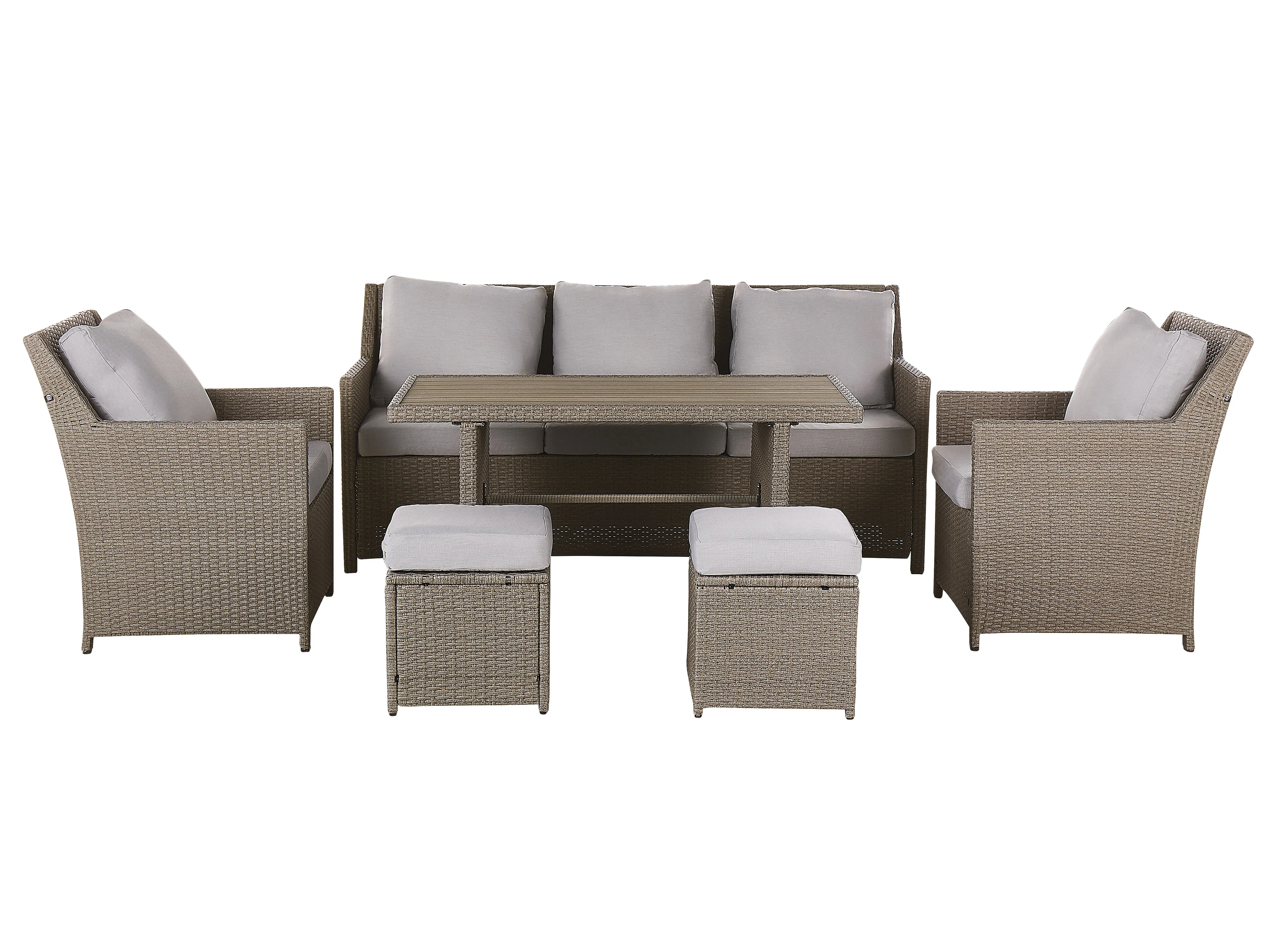 Garden Lounge Set with Table and Ottoman 5 Seater FONTI with Cushions PE Rattan Taupe