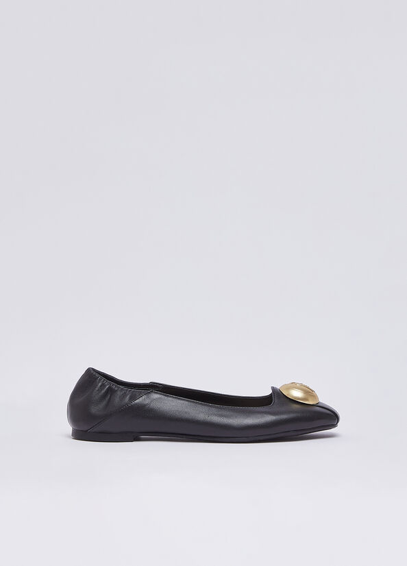 Ballerine in pelle con logo
