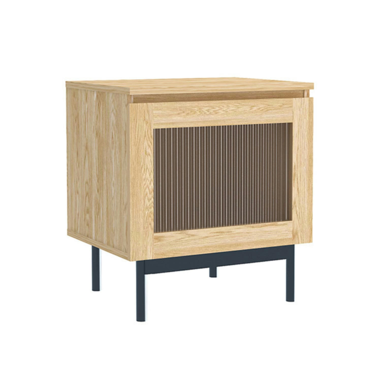 PRAGUE - Table de chevet bois et verre fluté