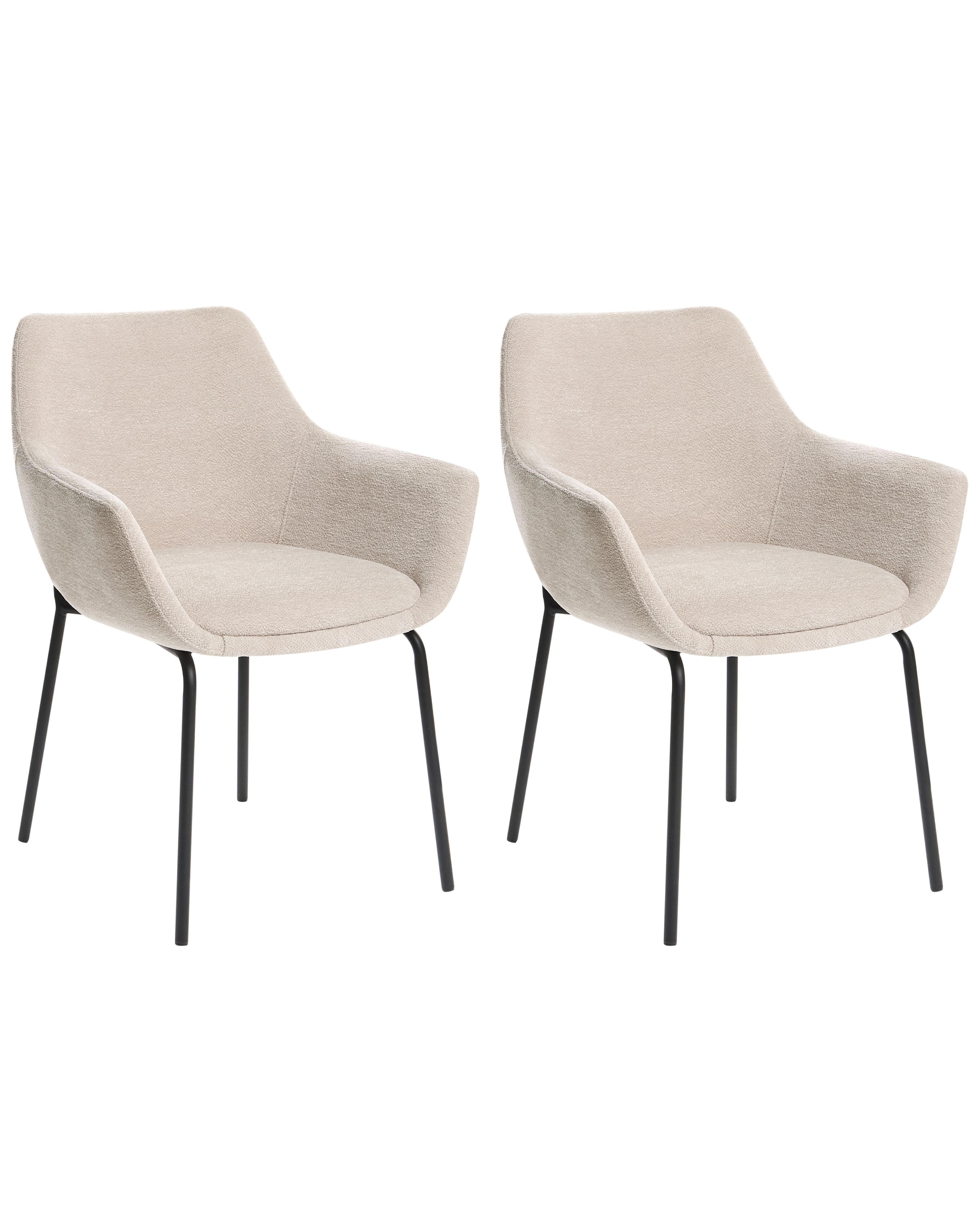 Set of 2 Dining Chairs BOWDON Chenille Light Beige