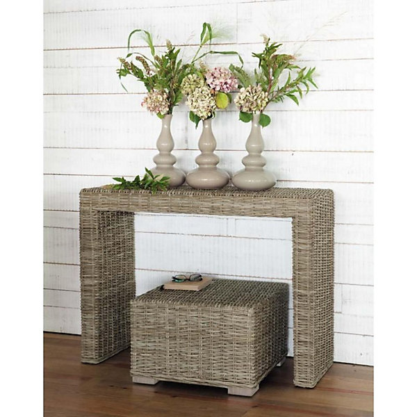 Console rectangulaire avec revêtement en kubu naturel tressé - HAWAÏ