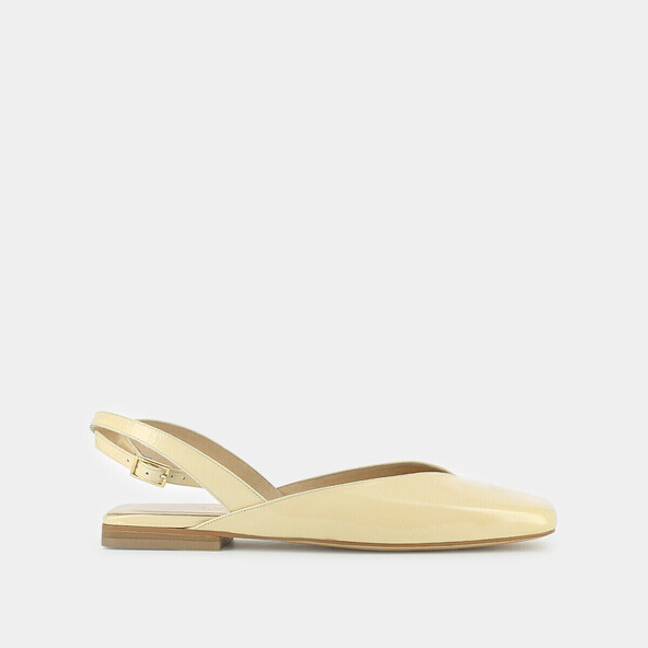 Ballerines ouvertes à bridesen cuir verni poussin | CALAS