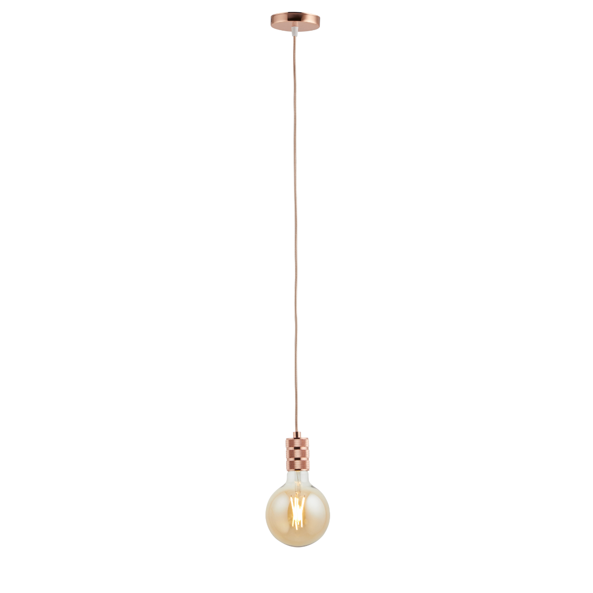 Lighto | Pendel Rosé Goud | Inclusief Lichtbron Goud | Retro | 1.5m Snoer | Met Plafondkap