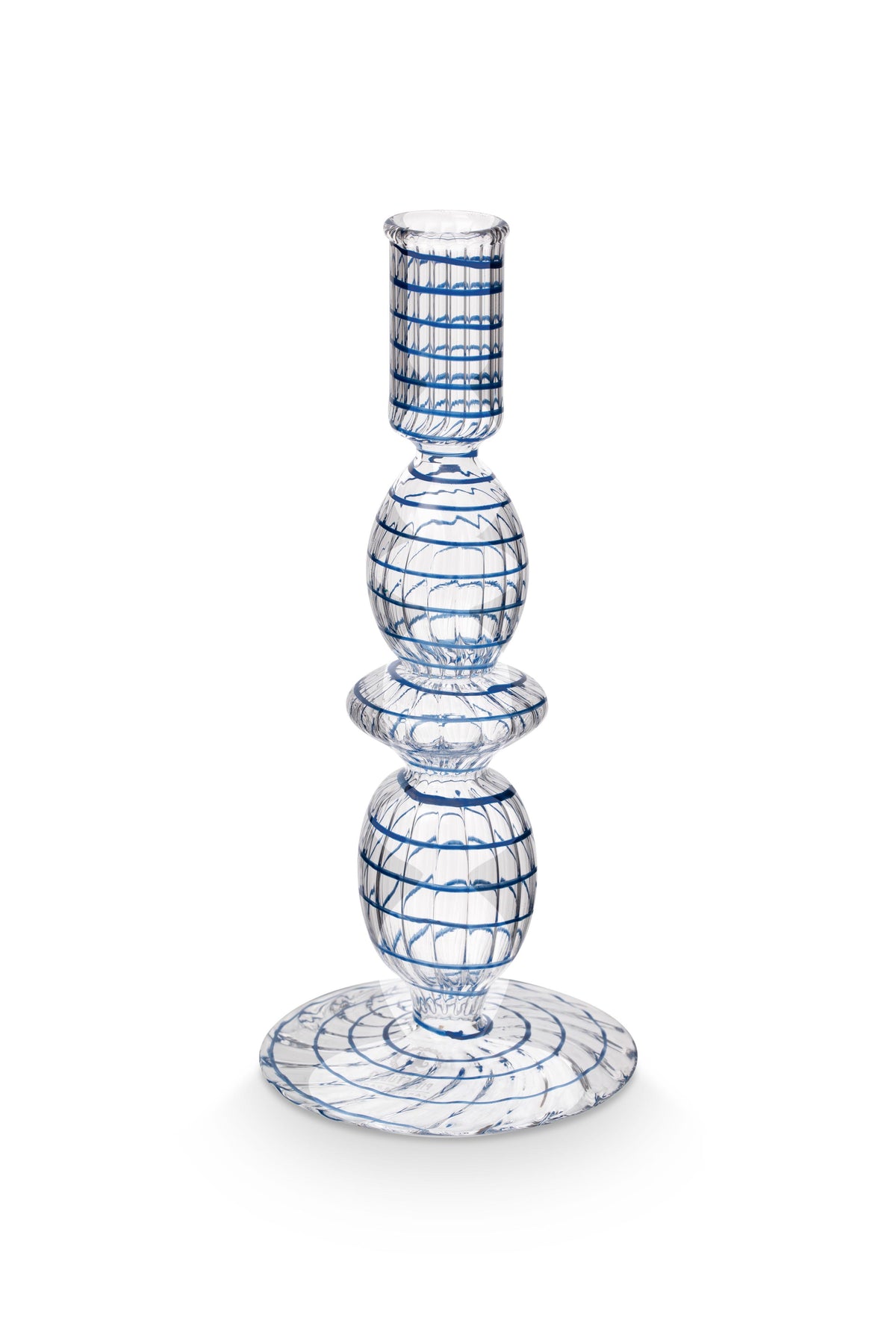 Pip Studio Kandelaar Swirl - Glas - Donkerblauw - 20cm