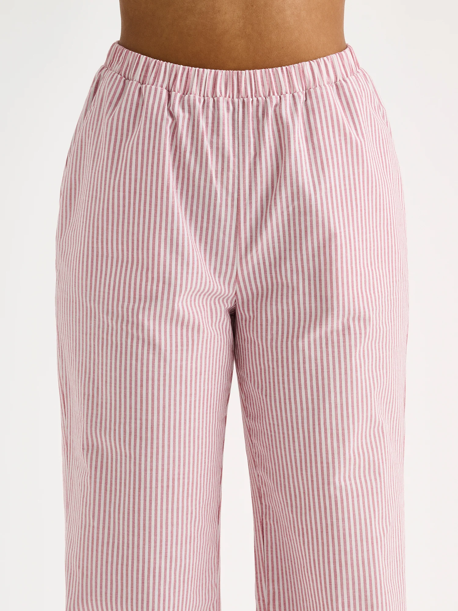 TAUKO raidalliset pyjamahousut - punainen