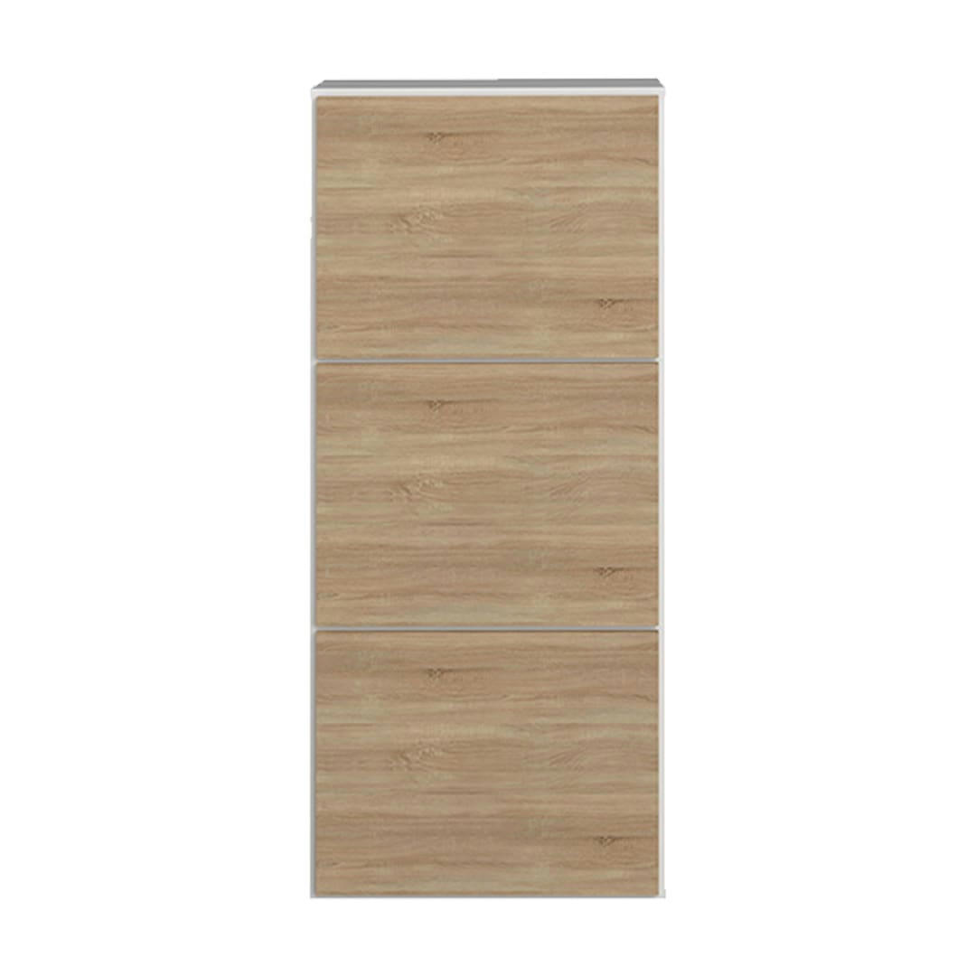 BAMBOO - Meuble à chaussures effet bois blanc et taupe