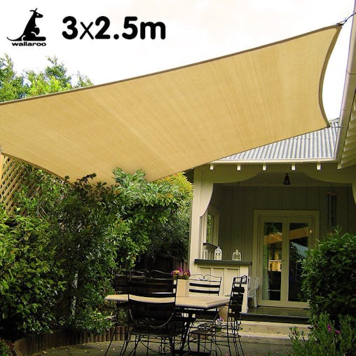 NNEDPE Wallaroo Rectangular Shade Sail 3 x 2.5m - Sand