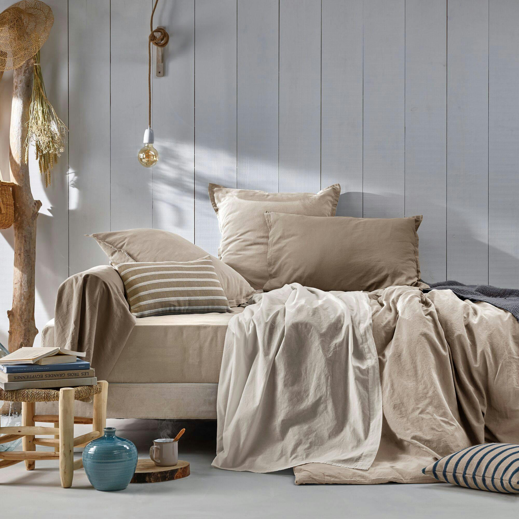 FLANDRES - Housse de couette en coton lin lavé lin 140 x 200 cm