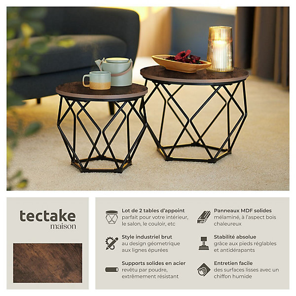 Ensemble de 2 Tables basses Style industriel