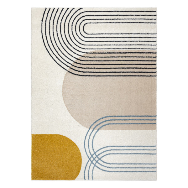 Dywan FUSION 7157 biały / złoty - Geometryczny, nowoczesny, 80x150 cm