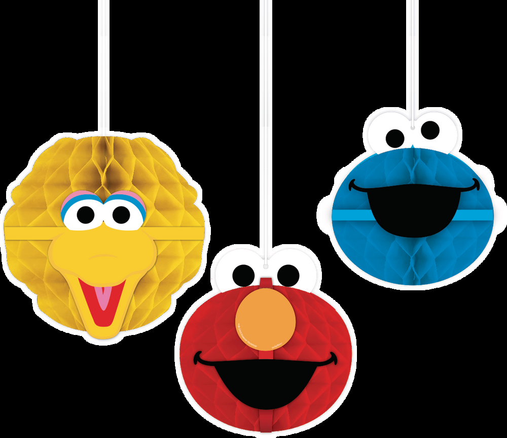 Sesame Street Honeycomb Hanging Party Decorations, 3-pk