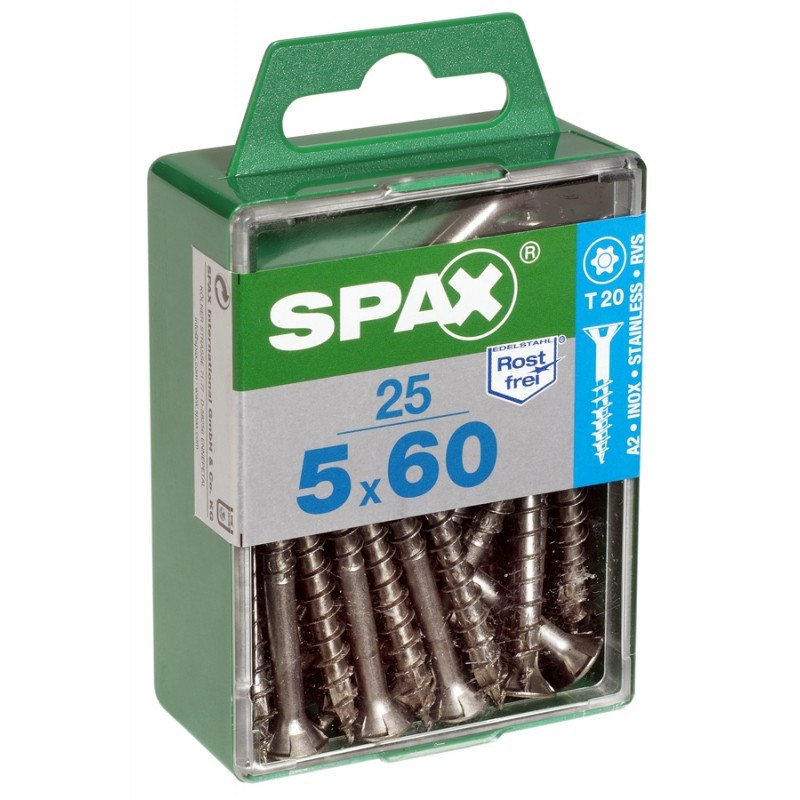 Vis TF Torx en inox Ø 5 x 60 mm 25 pièces SPAX