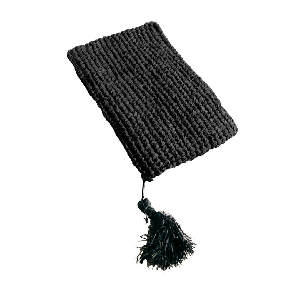 RAFFIA - Pochette en raphia noir
