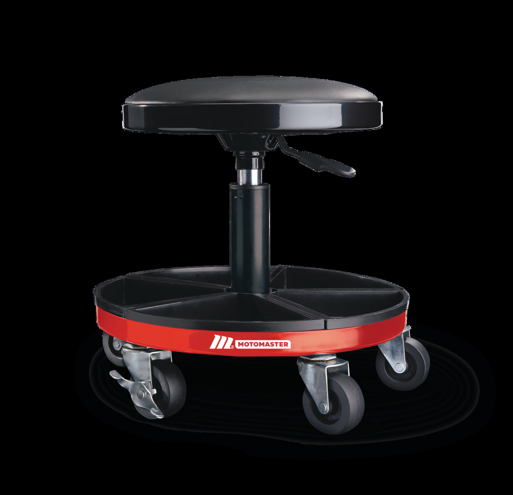 MotoMaster Heavy-Duty Adjustable Pneumatic Rolling Stool w/ Tool Tray, 300-lb