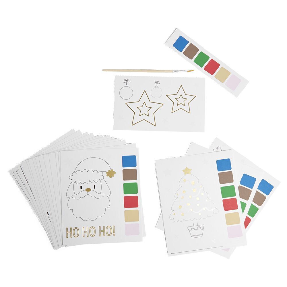 Carte de No&euml;l x20 avec peinture à l'eau