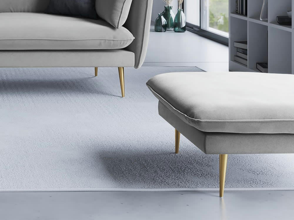 AGATE - Pouf en velours gris clair