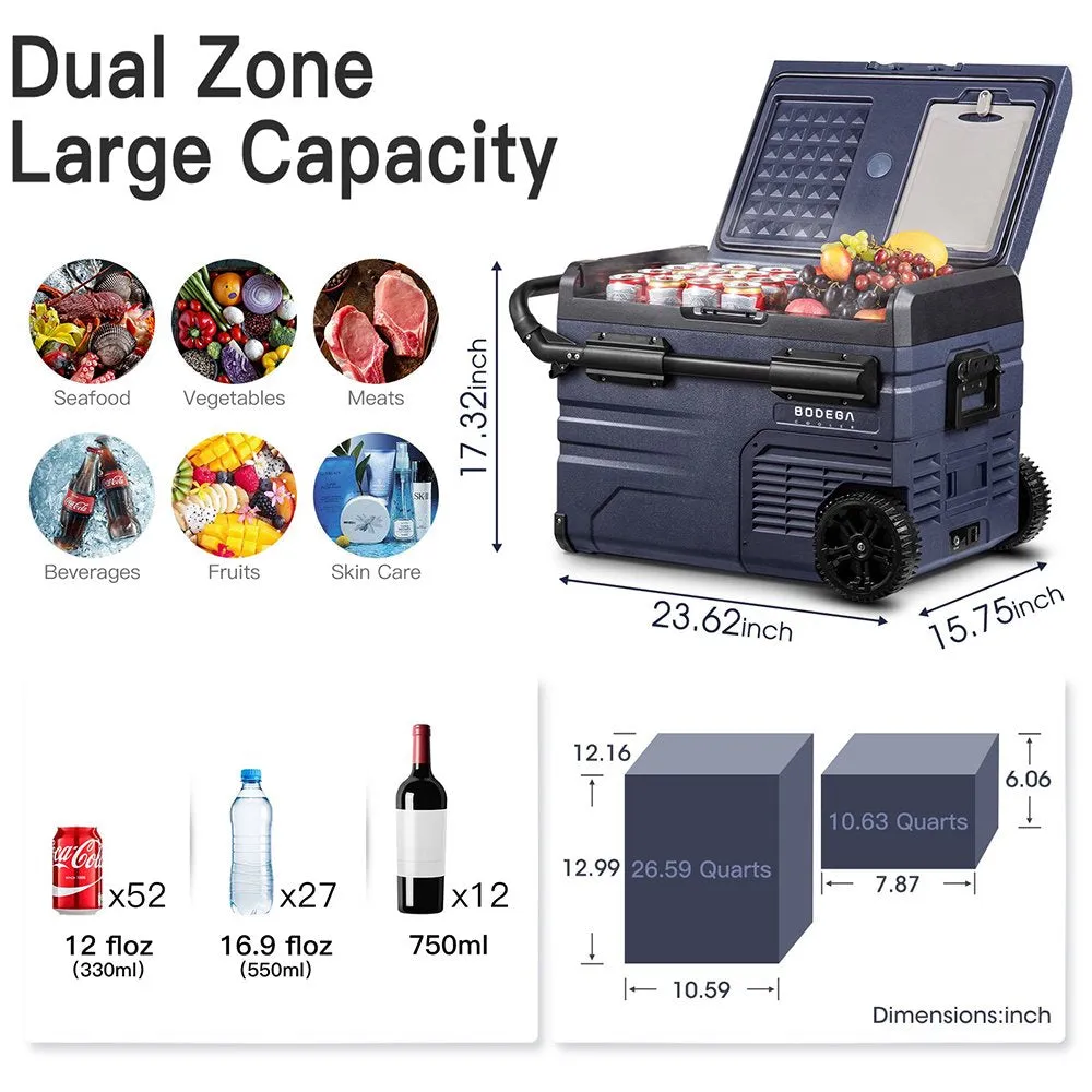12V 37 Qt. Portable Car Refrigerator Freezer, APP Control, for Outdoor Camping Travel RV