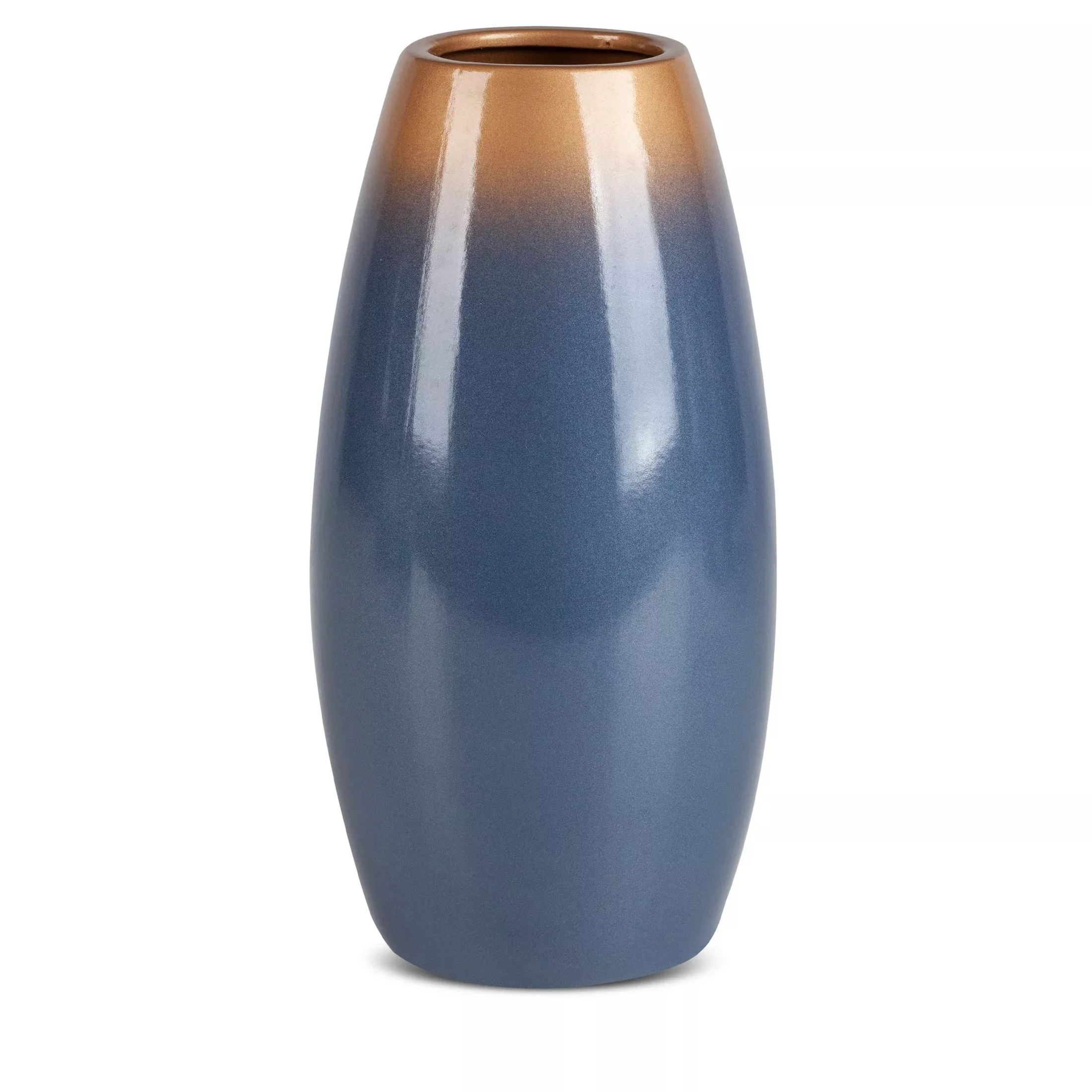 Wazon ceramiczny niebiesko-złotyz efektem ombre średnica 15x30 cm NESSA