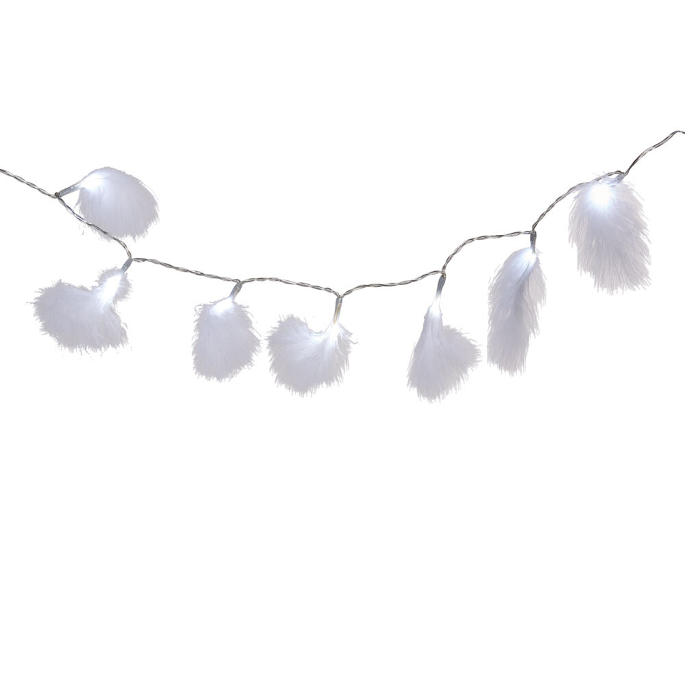 Guirlande électrique plumes lumineuses blanc fixe L. 3,9 m