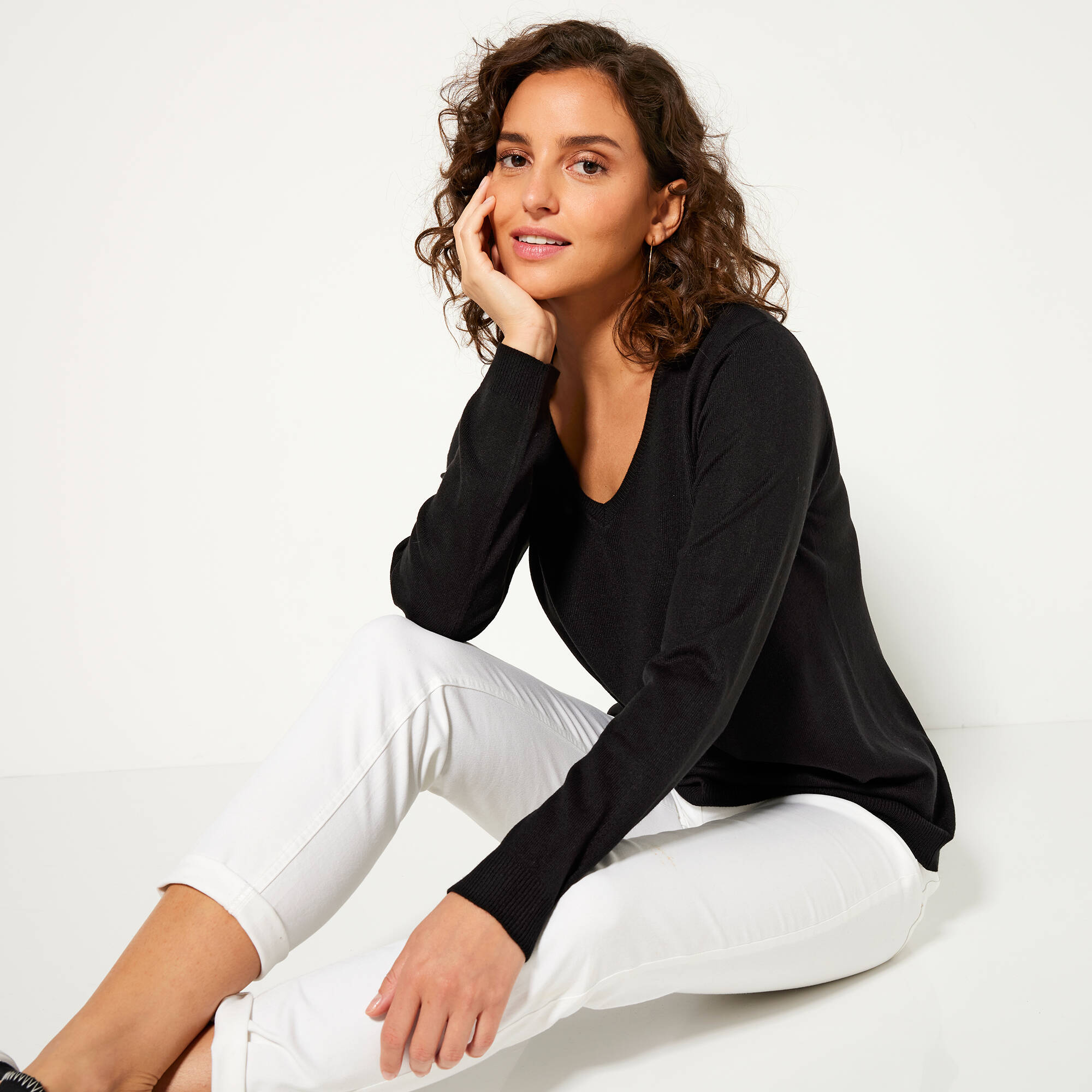 Pull col V, toucher doux