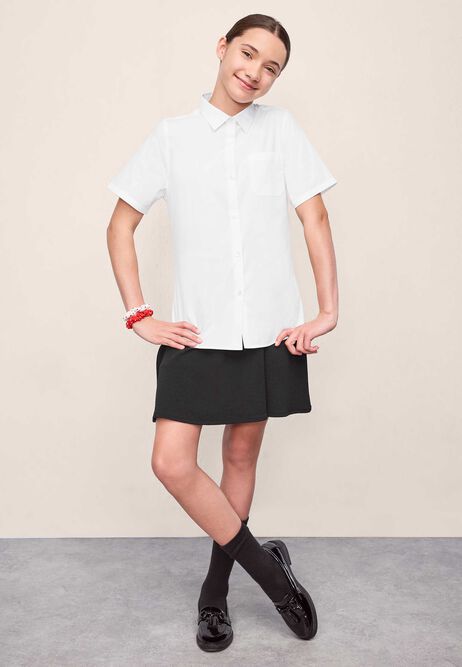 Older Girls Black Textured Skater School Skirt